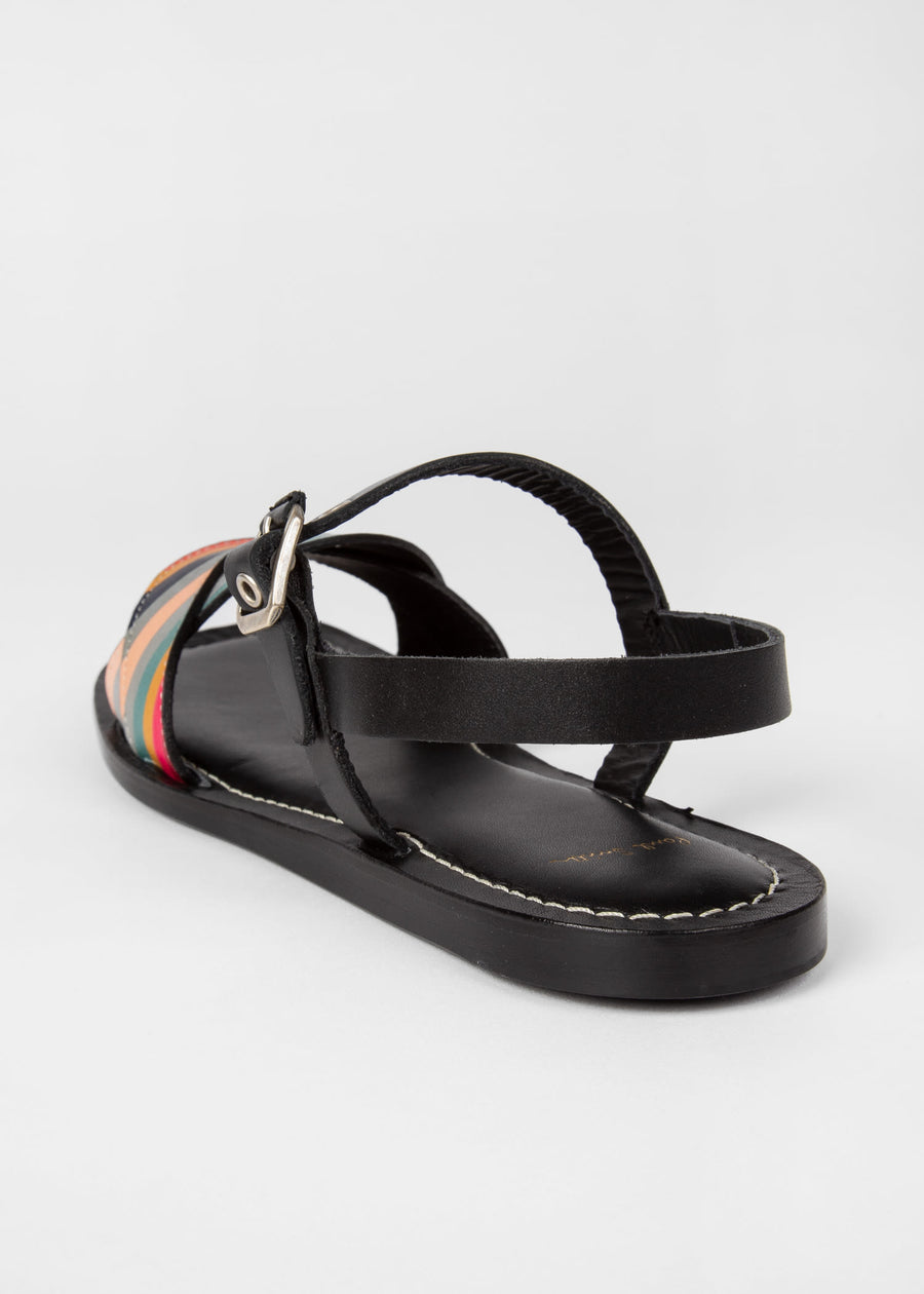Paul Smith Black and Swirl Leather "Sedona" Sandals